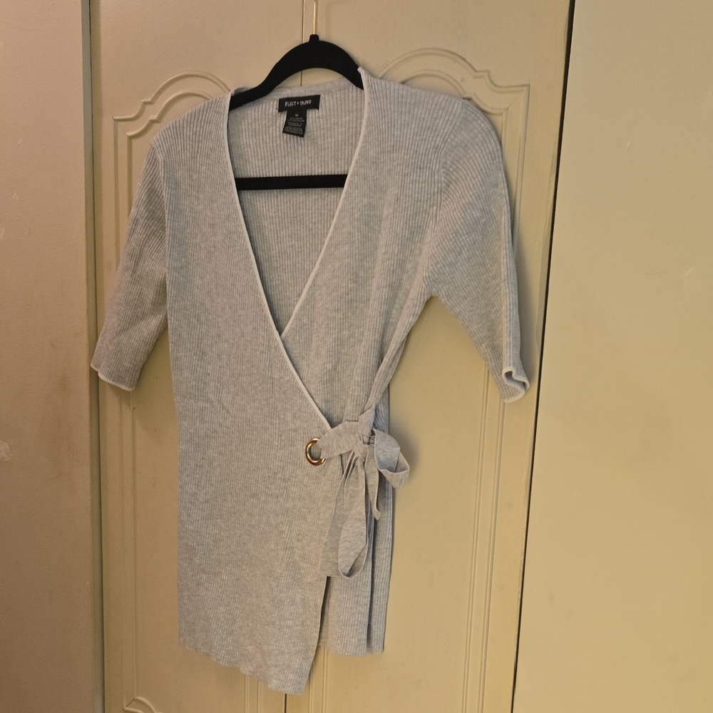 Gray Wrap Blouse